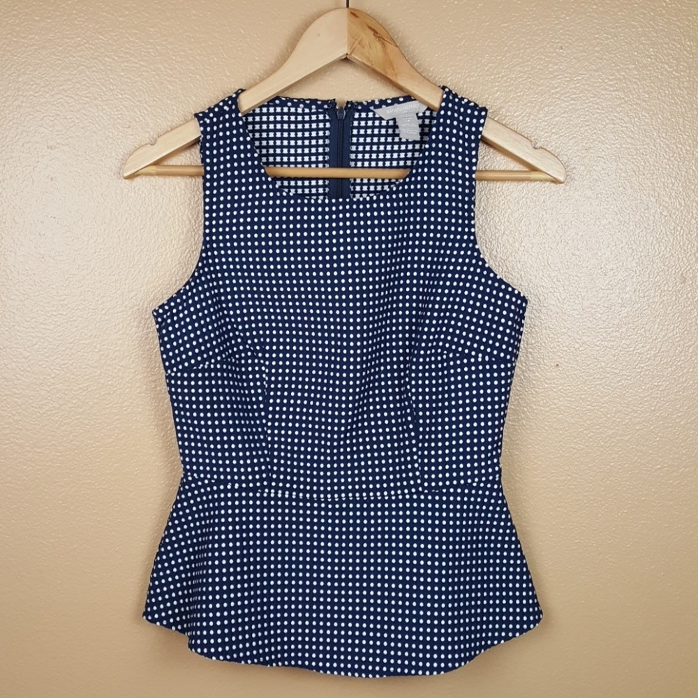 Banana Republic • Small Polka Dot Peplum Navy Blue